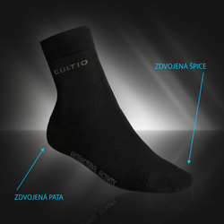 Antibakteriální ponožky se stříbrem středně snížené, černé