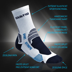 Modrobílé sportovní ponožky GULTIO s aktivním stříbrem